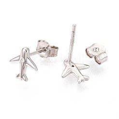 925 Sterling Silver Micro Pave Clear Cubic Zirconia Airplane Stud Earrings&nbsp;STER-N016-84P