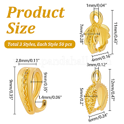 150Pcs 3 Style Brass & Alloy Ice Pick Pinch Bails&nbsp;FIND-AR0004-74G