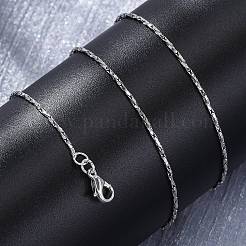 真鍮ツイストボストンリンクチェーンネックレス（女性用）  304ステンレススチール製カニカン付き  ラックめっき  鉛フリー＆カドミウムフリー  長持ちメッキ  プラチナ  17.72インチ（45cm）&nbsp;NJEW-D302-60P
