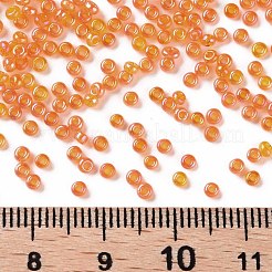 12/0 FGBグレードAラウンドガラスシードビーズ  透明色の虹  ダークオレンジ  12/0  2x1.5mm  穴：0.9mm  約30000個/袋&nbsp;SEED-Q010-F536
