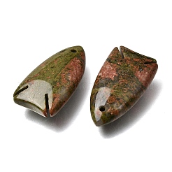 天然石ユナカイトペンダント  魚のチャーム  39~40x22x12mm  穴：2mm&nbsp;GG-CBA6D08-B07