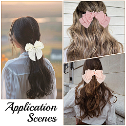 4個 4スタイル 布製蝶結びワニ口ヘアクリップ  abs樹脂  ミックスカラー  190~220x180~339x5~20mm  1個/スタイル&nbsp;PHAR-SP0001-17B