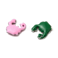 304ステンレススチールエナメルチャーム  海洋動物  ステンレス鋼色  カニ  10x10x2.5mm  穴：1mm&nbsp;STAS-Q363-14E-P