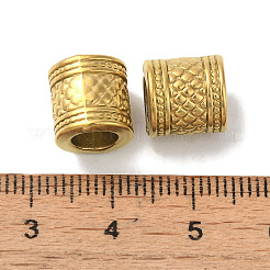 イオンプレーティング（IP）304ステンレススチールヨーロピアンビーズ  大穴ビーズ  コラム  ゴールドカラー  9.5x9.5mm  穴：5.5mm&nbsp;STAS-K285-09G