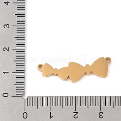 イオンプレーティング（IP）304ステンレスペンダント  エナメル  ちょう結びチャーム  ゴールドカラー  ピンク  9x30x2mm  穴：1.4mm&nbsp;STAS-N106-12G