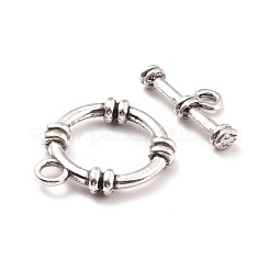 チベット風合金マンテル  リング＆バー  アンティークシルバー  oリング：23.5x19x4mm  穴：3mm  tバー：9.5x20x3.5mm  穴：2.6mm.&nbsp;PALLOY-P267-14AS