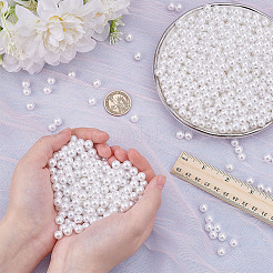 ABSプラスチックパール調ビーズ  穴がない  ラウンド  ホワイト  8mm  1500個/セット&nbsp;KY-AR0001-44B