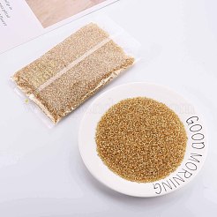 ガラス竹ビーズ  銀並ぶ  ゴールド  1.8~2.2x1.8~2mm  穴：0.8~0.9mm  約15000個/ポンド&nbsp;SEED-S032-08A-22B