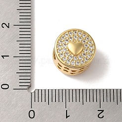 Heart Brass Micro Pave Cubic Zirconia European Beads&nbsp;KK-G511-03G