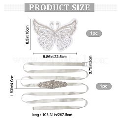 1Pc 3D Butterfly Polyester Computerized Embroidery Appliques for Wedding Dress&nbsp;DIY-GF0006-64