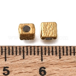 304ステンレススチールビーズ  長方形  イオンプレーティング（ip）  長持ちメッキ  18KGP本金メッキ  4.5x5x3mm  穴：1.6mm&nbsp;STAS-L315-053G