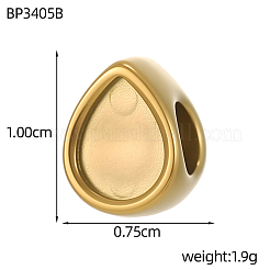 304ステンレススチールビーズ  ティアドロップ  イオンプレーティング（ip）  18KGP本金メッキ  10x7.5mm  穴：3mm&nbsp;STAS-OY017-81G