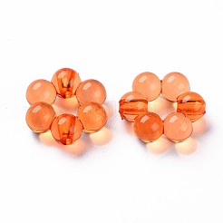 透明なアクリルビーズフレーム  花  ダークオレンジ  16.5x15.5x6mm  穴：2mm  約674個/500g&nbsp;TACR-S153-01A-84