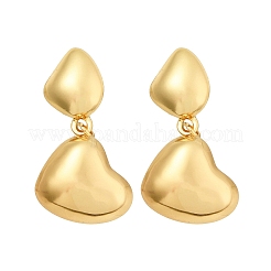 女性用304ステンレススチールダングルスタッドピアス  ハート  イオンプレーティング（ip）  18KGP本金メッキ  30.5x15.5mm&nbsp;EJEW-U052-08G