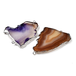 Natural Agate Dyed Nuggets Connector Charms&nbsp;G-Q016-01