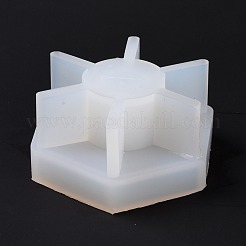 六角燭台食品グレードのシリコン型  コンクリート用  石膏キャンドルホルダー作り  ホワイト  93x105x49mm  内径：80x91x45mm&nbsp;DIY-D071-04