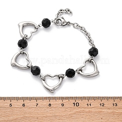 201 Stainless Steel Heart Link Chain Bracelets&nbsp;BJEW-B078-177P-01
