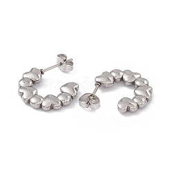 Tarnish Resistant 304 Stainless Steel Stud Ring with Heart Stud Earrings for Women&nbsp;EJEW-B018-10P