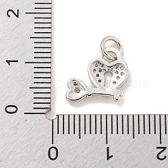 Rack Plating Brass Micro Pave Clear Cubic Zirconia Charms&nbsp;KK-Q814-05P