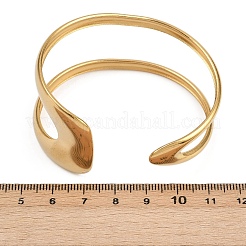 女性用304ステンレススチールカフバングル  ゴールドカラー  1-1/4インチ（3.2cm）  内径：2-1/8インチ（5.5cm）&nbsp;LS-BJEW-B147-03G