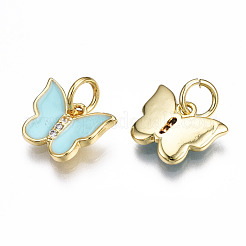 Brass Micro Pave Cubic Zirconia Charms&nbsp;ZIRC-T014-040G-NF