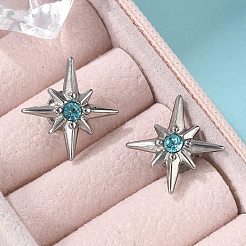 Rhinestone Star Clip-on Earrings&nbsp;EJEW-B116-01P-04