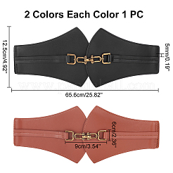 2Pcs 2 Colors PU Leather Wide Elastic Corset Belts for Women Girl&nbsp;AJEW-WR0002-10
