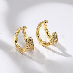 Clear Cubic Zirconia Double Line Cuff Earrings&nbsp;EJEW-R150-14G