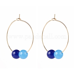 Natural Dyed Malaysia Jade Bead Hoop Earrings for Girl Women&nbsp;EJEW-JE04632-01