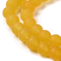 天然染め白翡翠ビーズ連売り  艶消し  ラウンド  ゴールデンロッド  8~8.5mm  穴：1mm  約47~48個/連  14.69''~14.96''（37.3~38センチメートル）&nbsp;G-M402-B01-01