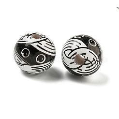 ハロウィンシリーズ 木製ヨーロピアンビーズ  ラウンド  ブラック  15x16x16mm  穴：4.5mm&nbsp;WOOD-U002-01B