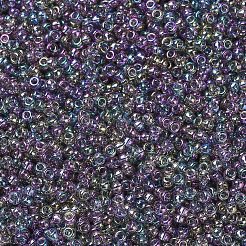MIYUKIラウンドロカイユビーズ  日本製シードビーズ  11/0  （rr2440)透明な灰色の虹の光沢  2x1.3mm  穴：0.8mm  約1111個/10g&nbsp;X-SEED-G007-RR2440