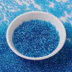 MIYUKIラウンドロカイユビーズ  日本製シードビーズ  8/0  （rr1880)透明ブルーグレーゴールド光沢  3mm  穴：1mm  約2111~2277個/50g&nbsp;SEED-X0055-RR1880