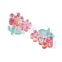 半透明の樹脂カボション  花  ミックスカラー  10.5x11x3mm&nbsp;RESI-E039-27