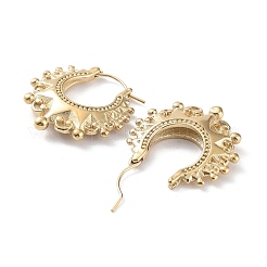 304ステンレススチールフープピアス  クラウン  14KGP本金メッキ  25x25x5mm&nbsp;EJEW-H115-36G