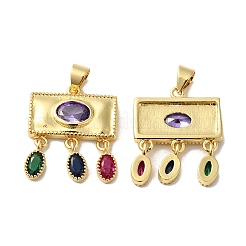 Rack Plating Brass Pave Cubic Zirconia Pendants&nbsp;KK-O142-45G