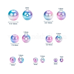 420Pcs 7 Style Rainbow ABS Plastic Imitation Pearl Beads&nbsp;OACR-YW0001-06