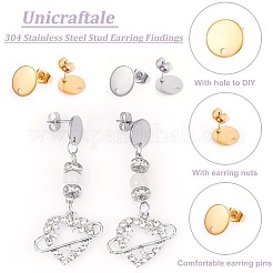 60 Pcs 2 Colors PVD Vacuum Plating 304 Stainless Steel Stud Earring Findings&nbsp;STAS-UN0022-37