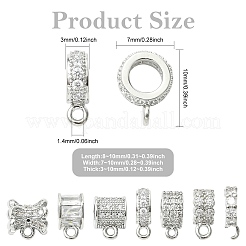 7個 7スタイル 真鍮マイクロパヴェキュービックジルコニアチューブベイル  プラチナ  8~10x7~10x3~10mm  1個/スタイル&nbsp;KK-CJ0004-47P