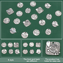 36Pcs 6 Style Zinc Alloy Pendants&nbsp;FIND-PH0007-57