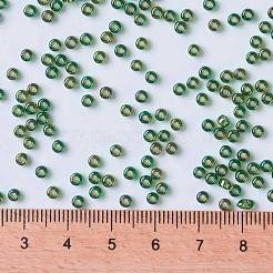 MIYUKIラウンドロカイユビーズ  日本製シードビーズ  8/0  （rr288)透明オリーブグリーンab  3mm  穴：1mm  約422~455個/10g&nbsp;X-SEED-G008-RR0288