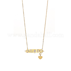 304 Stainless Steel Micro Pave Cubic Zirconia Pendant Necklaces&nbsp;NJEW-OY002-42G