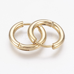 304ステンレススチールフープピアス  ゴールドカラー  15x2.5mm  ピン：1mm&nbsp;X-EJEW-P138-02-15mm-G