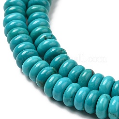 天然石ハウライトビーズ連売り  染め  ロンデル  ターコイズ  6~6.5x2.5~3mm  穴：1mm  約139~140個/連  15.35~15.55''（39~39.5センチメートル）&nbsp;G-B049-C01-02A