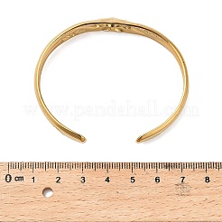12mm 304ステンレススチール製蓮の花カフバングル（女性用）  ゴールドカラー  内径：2-1/4x1-7/8インチ（5.8x4.7cm）&nbsp;BJEW-P359-01G