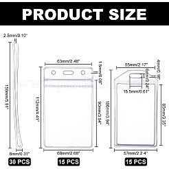 透明なPVCプラスチック製の荷物タグバッグ  カードホルダー  バンド付き  ミックスカラー  バッグ：100~112x57~68x1.5~4mm&nbsp;DIY-NB0007-57