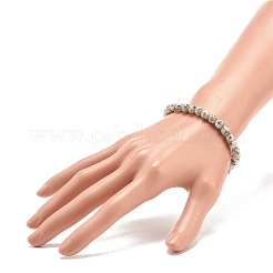 Natural Sesame Jasper/Kiwi Jasper Round Beaded Stretch Bracelet&nbsp;BJEW-JB07873-01
