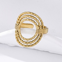 Oval 304 Stainless Steel Open Cuff Rings for Women&nbsp;RJEW-F174-05G