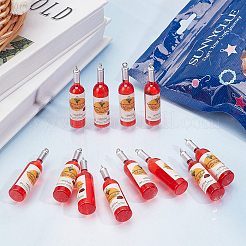 樹脂製ビッグペンダント32個  プラチナメッキ鉄ループ付き  模造ワインボトル  レッド  54x11.5~12.5mm  穴：1.5mm&nbsp;RESI-SC0002-16E