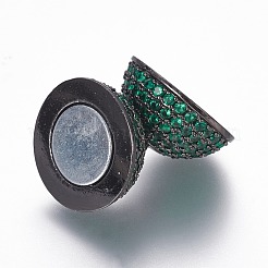 真鍮マイクロパヴェキュービックジルコニアマグネットクラスプ、ループ付き  ラウンド  ミックスカラー  19.5x16mm  穴：1mm&nbsp;ZIRC-L075-49E